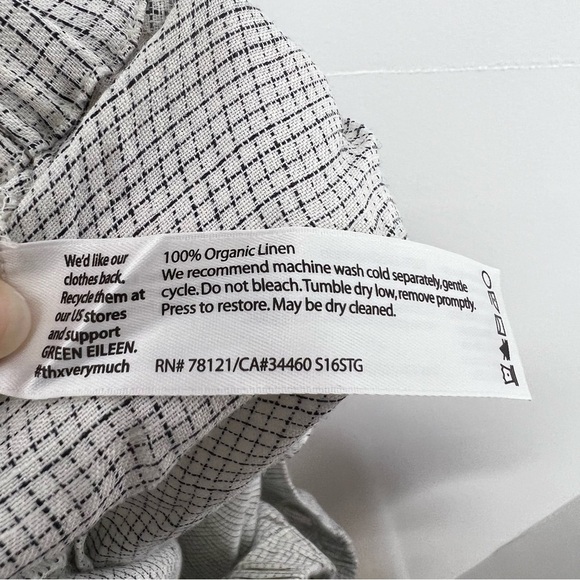 EILEEN FISHER Organic Linen Check Straight Pull On Pants - Picture 6 of 7